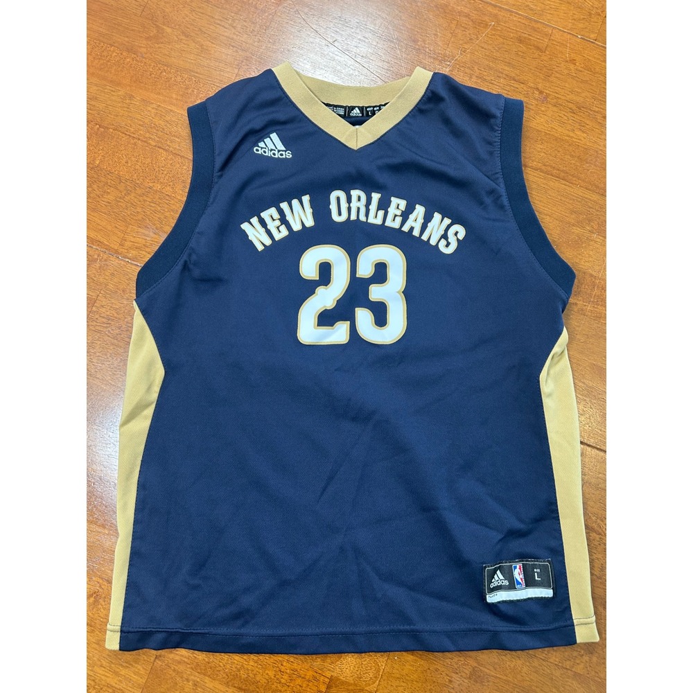 Adidas NBA New Orleans Pelicans Anthony Davis Jersey Youth Large Blue Gold #23